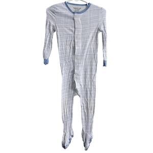 Magnetic Me Plaidventure White & Blue Plaid Footie Sleeper Size 12-18 Months